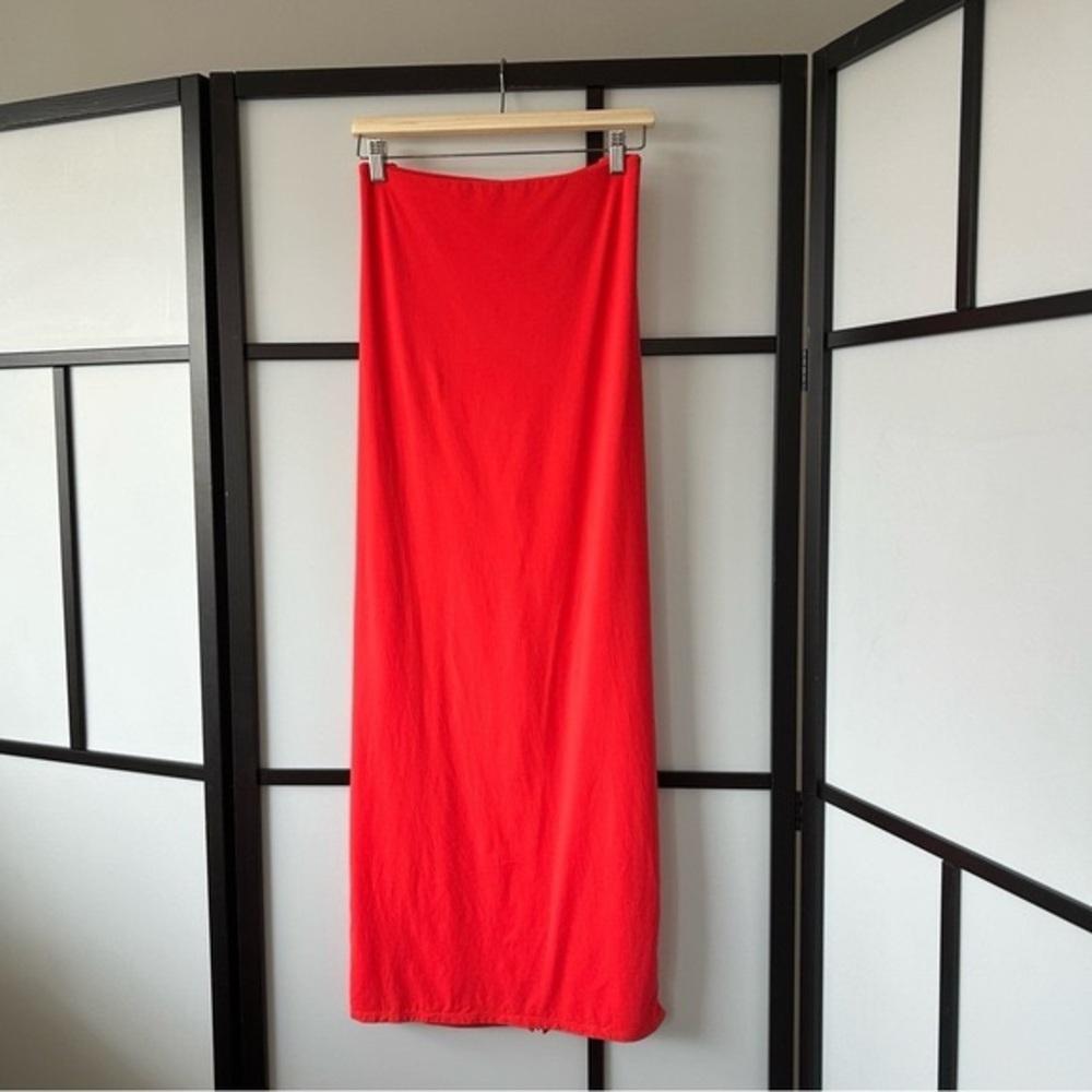 SKIMS Bright Ruby Red Fits Everybody Maxi Skirt Snatched for Summer